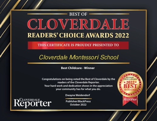Readers' Choice Award 2022 certificate, Best Daycare Winner